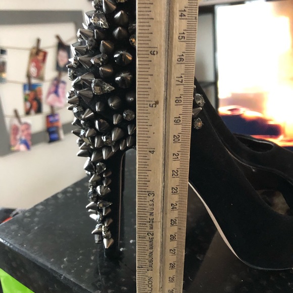 Sam Edelman Lorissa Open Toe Black Suede Studded Heels 9.5 - Picture 6 of 6